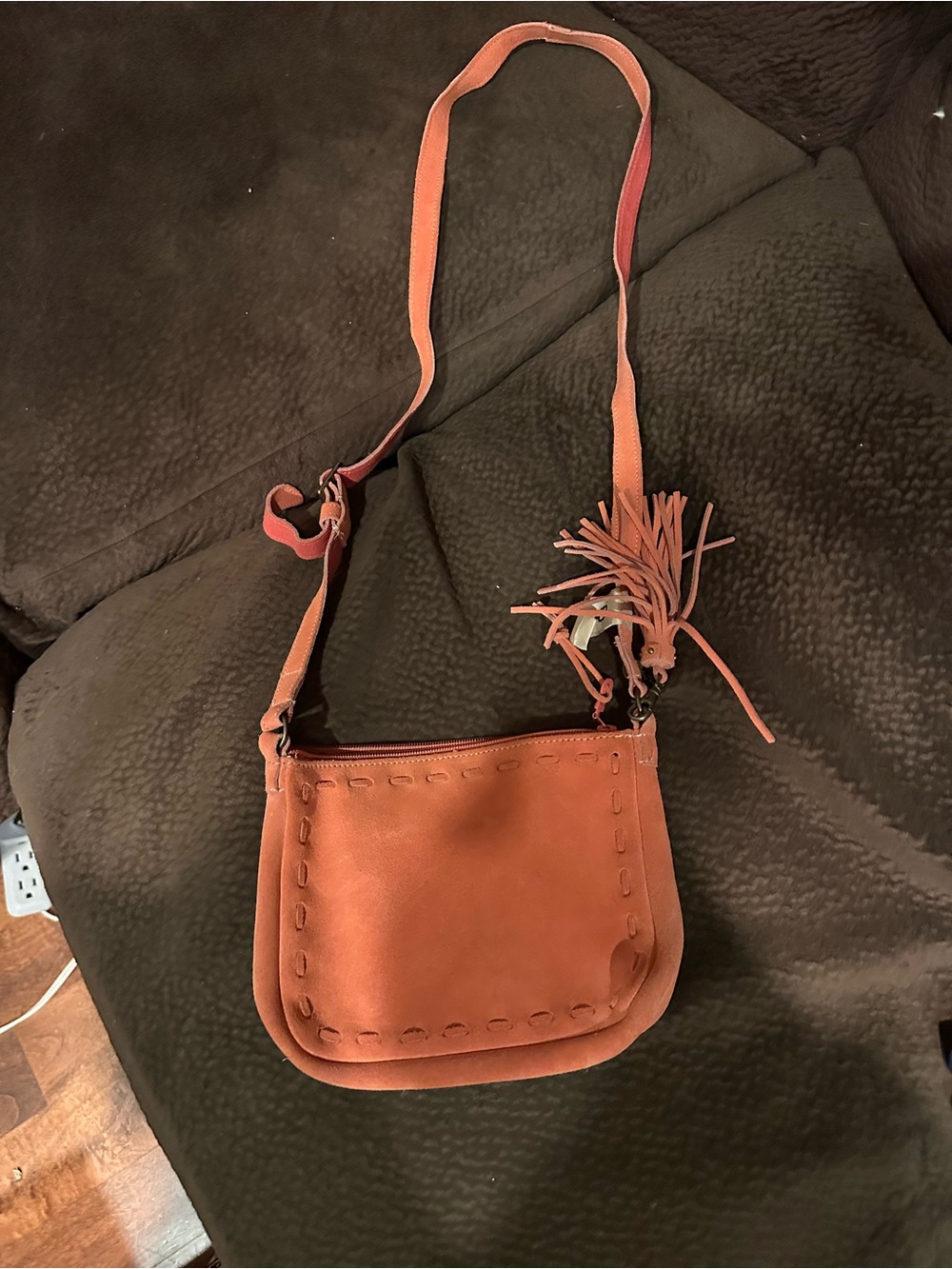 Minnetonka Women's Pink Leather Crossbody Bag with Tassel